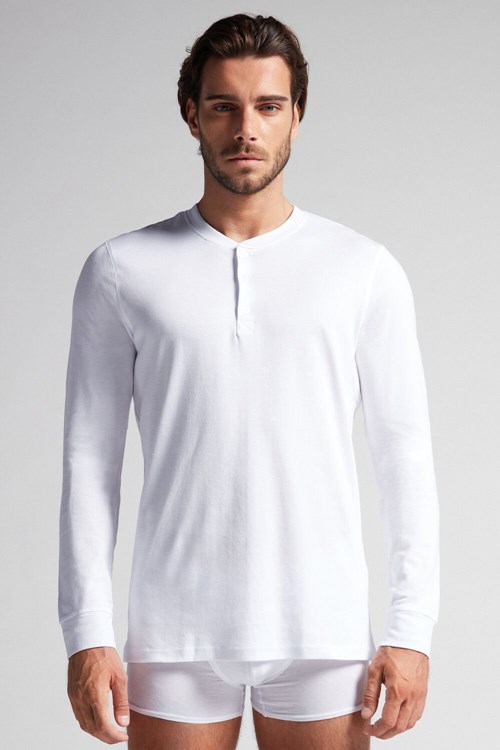 Intimissimi Supima Interlock Long-Sleeve Top Beyaz Beyaz | BJUHK-8317