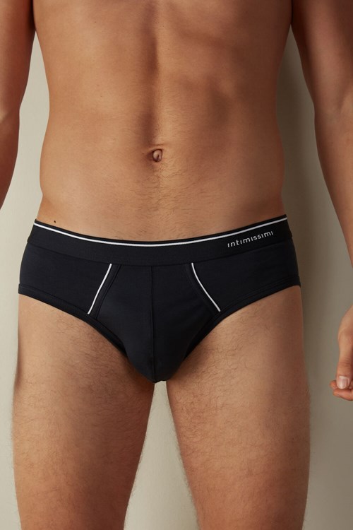 Intimissimi Supima Pamuklu Briefs with Visible Elastic Mavi Mavi Beyaz | MKVGD-0973