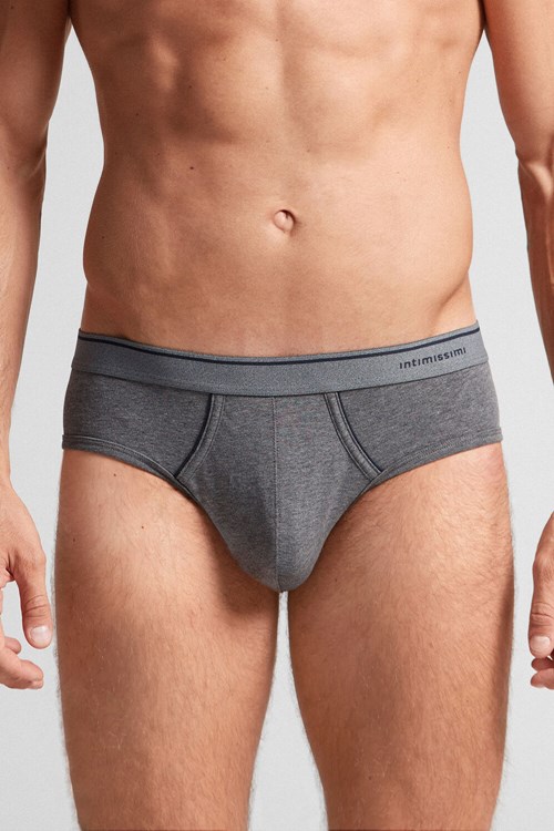 Intimissimi Supima Pamuklu Briefs with Visible Elastic Koyu Gri Gri Mavi | PKVXF-5907