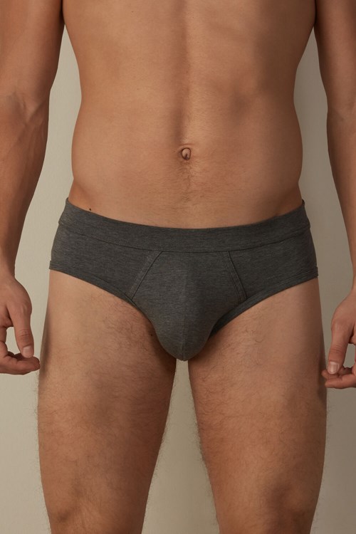 Intimissimi Supima® Pamuklu Briefs Koyu Gri Gri | GAELF-2057