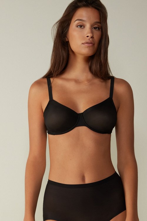 Intimissimi Sveva Invisible Touch Balconette Bra Siyah Siyah | UGPOJ-4081