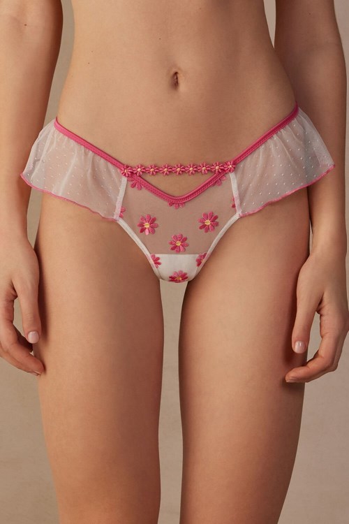 Intimissimi Sweet Like Daisies ‘80s Stilleri Brazilian Beyaz Küpe Çiçeği Pembe Beyaz | LSHAB-8291