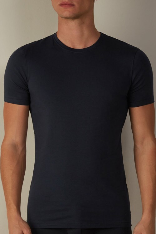 Intimissimi T-shirt in Stretch Supima® Pamuklu Mavi Mavi | TMYHA-6184