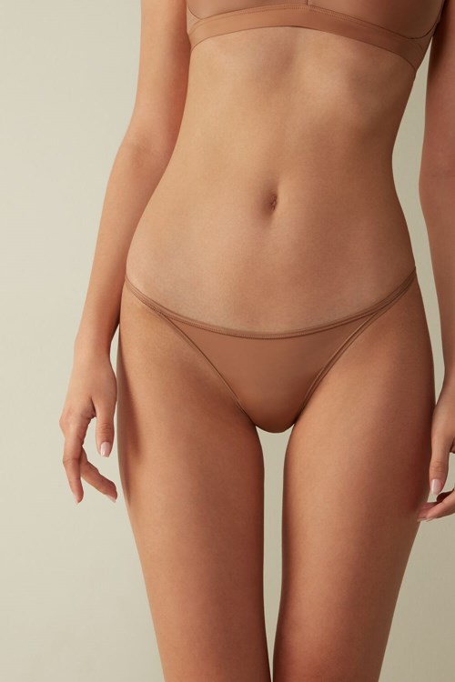 Intimissimi Tanga with Ultralight Microfiber Straps Bej Rengi | CVXZB-4591