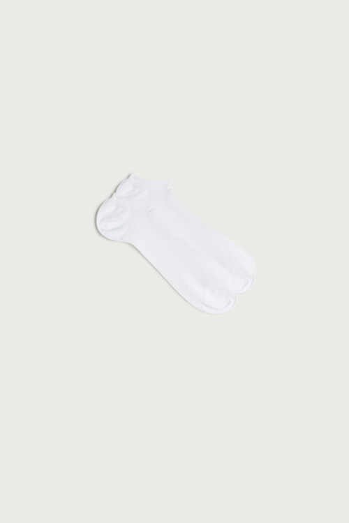 Intimissimi Tartan Pamuklu Nervürlü Trainer Socks Beyaz | ZKCUR-1672