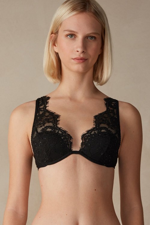 Intimissimi Time to Shine Elena Balconette Bra Siyah Siyah | LREKP-0891