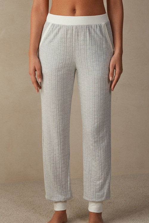 Intimissimi Timeless Heritage Full Length Cuffed Pants Gri Gri Beyaz | WBXCG-1925