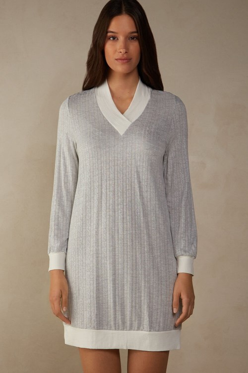 Intimissimi Timeless Heritage Night Shirt Gri Gri Beyaz | KOHFG-2931