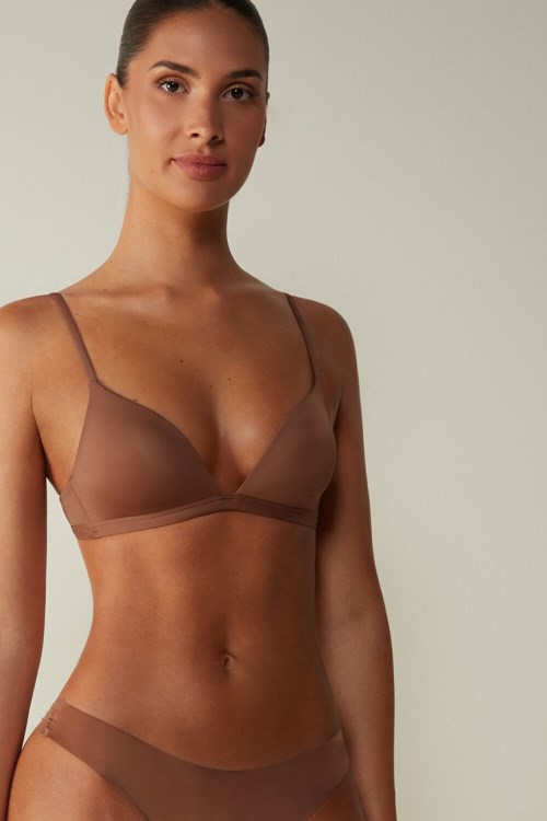 Intimissimi Tiziana Microfiber Triangle Bra Koyu Bej Rengi | VOBGL-8069