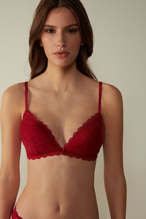 Intimissimi Tiziana Triangle Bra in Dantel Kırmızı Kırmızı | XJEZG-4689