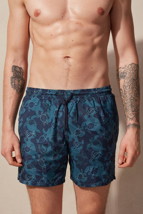 Intimissimi Turtle Print Swim Trunks Mavi Mavi Baskılı | KCNTY-7064