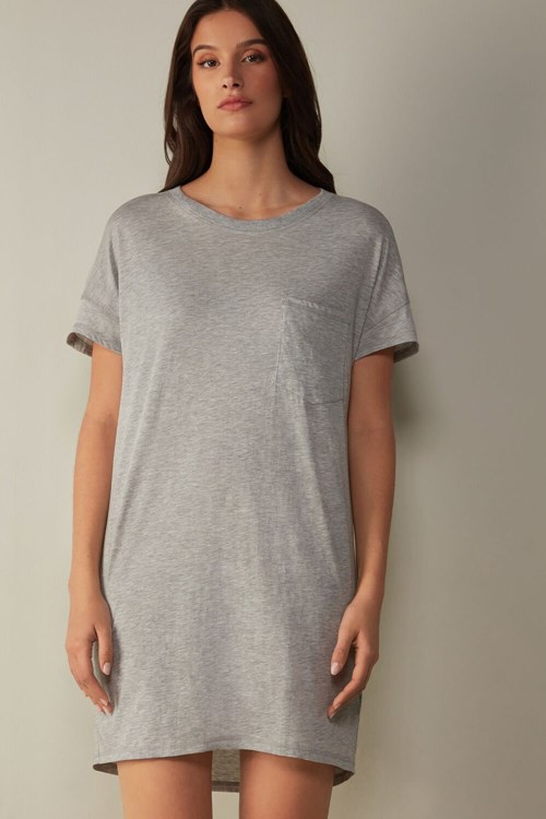Intimissimi Ultrafresh Supima® Pamuklu Nightdress Gri Açık Gri | BFWIJ-4582