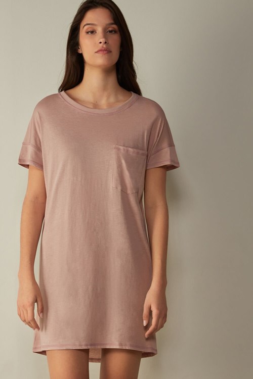 Intimissimi Ultrafresh Supima® Pamuklu Nightdress Pembe Pembe | YNZGU-9285