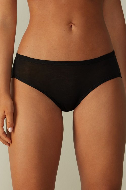 Intimissimi Ultralight Supima® Pamuklu Briefs Siyah Siyah | QGRLE-0982