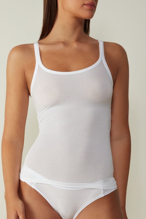 Intimissimi Ultralight Supima® Pamuklu Top Beyaz Beyaz | QDJSA-5068