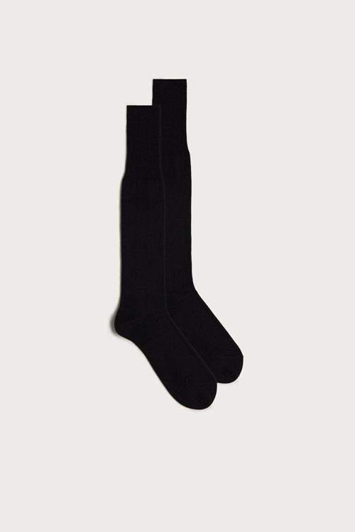Intimissimi Uzun Cashmere-Silk-Pamuklu Blend Socks Siyah Siyah | RGYET-6209