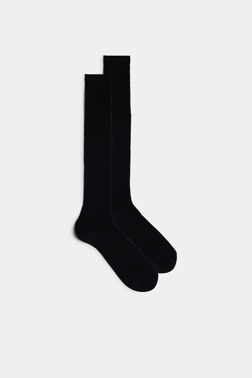 Intimissimi Uzun Nervürlü Egyptian Pamuklu Socks Siyah Siyah | UTHZX-2873