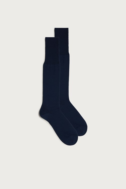 Intimissimi Uzun Sateen Egyptian Pamuklu Socks Mavi Açık Mavi | DHJZG-5371