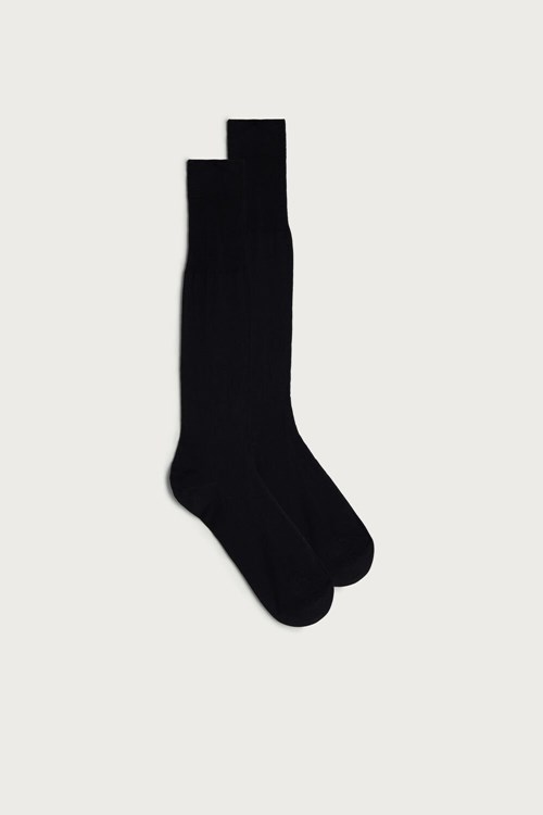 Intimissimi Uzun Sateen Egyptian Pamuklu Socks Siyah Siyah | TYKRH-3068