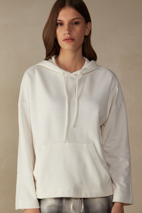 Intimissimi Warm Cuddles Kukuletalı Top Beyaz Krema | PYHOQ-3769