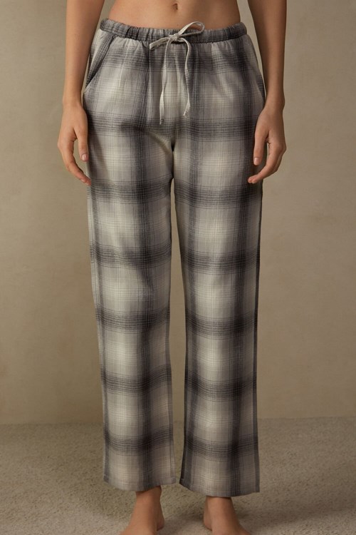 Intimissimi Warm Cuddles Pants in Brushed Cloth Gri Gri Beyaz Baskılı | IWSUD-2563