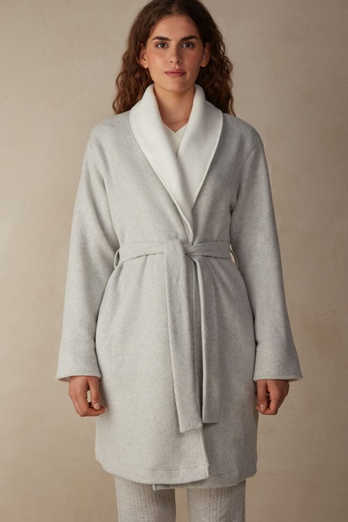 Intimissimi Warm Cuddles Robe Gri Gri Beyaz | WEFTM-2487